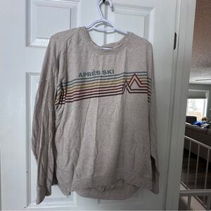 Men's Après Ski Crewneck Sweater - Beige with Multicolor Stripes